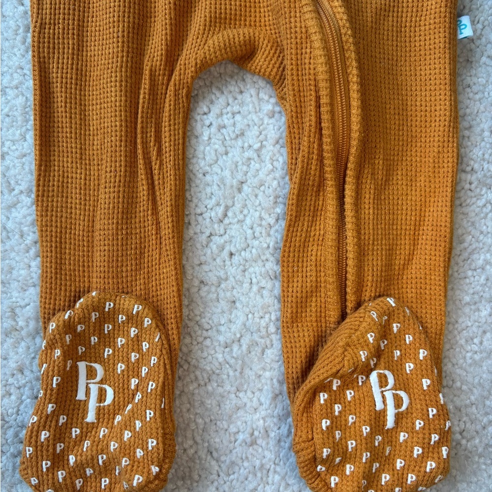 Posh Peanut Burnt Orange Waffle Knit One Piece Footie size 12-18m - Picture 2 of 12